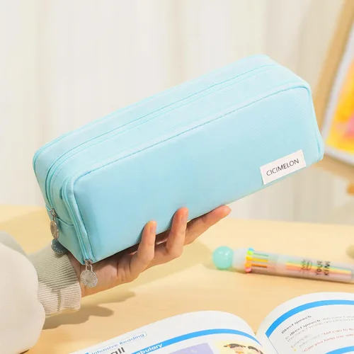 Miniatura 3 de CICIMELON - Estuche de gran capacidad para lápices con 3 compartimentos para la escuela, adolescente, niña, hombre y mujer Azul claro