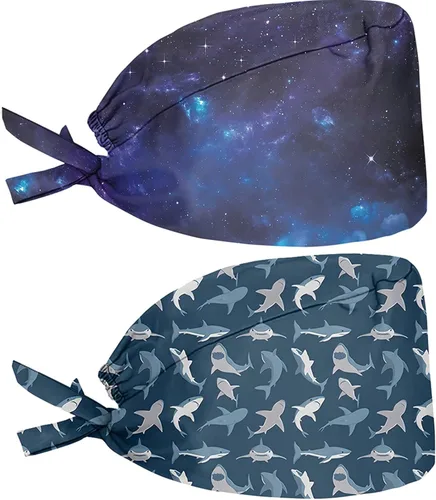 Miniatura 48 de Babrukda Paquete de 2 gorras con banda para el sudor ajustable con lazo en la espalda, gorro divertido