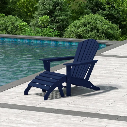 Miniatura 17 de WestinTrends Dylan - Silla Adirondack para exteriores con otomana, juego de 2 piezas, color negro