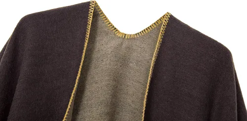 Miniatura 23 de Urban CoCo Poncho de colores para mujer, chal con frente abierto, color en bloques