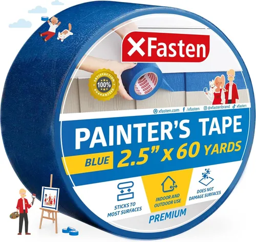 Miniatura 13 de XFasten Cinta azul profesional para pintores, multiuso, 3 pulgadas x 60 yardas, tecnología de línea de borde afilado, produce líneas afiladas