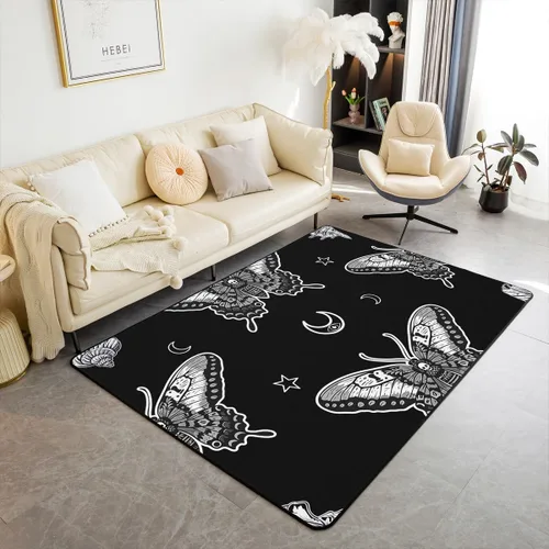 Miniatura 17 de Erosebridal Alfombra de área de cactus para niños y niñas, color negro y gris, alfombra de sala de estar, 3 x 5 pies, alfombra de plantas