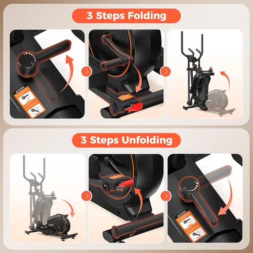 Miniatura 9 de YOSUDA Foldable Elliptical Exercise Machine for Home,15IN Stride Compact Folding Elliptical Training Machine Only 2 sq ft for Small Spaces