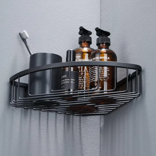 Miniatura 15 de Organizador esquinero para ducha, SUS304 de acero inoxidable resistente a la oxidación, estante de almacenamiento montado en la pared para baño