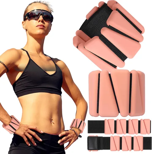Miniatura 8 de Vinsot Pilates - Pesas de muñeca y tobillo para mujer, juego de 4 (2 libras cada una), pulseras con peso ajustables para piernas, para caminar