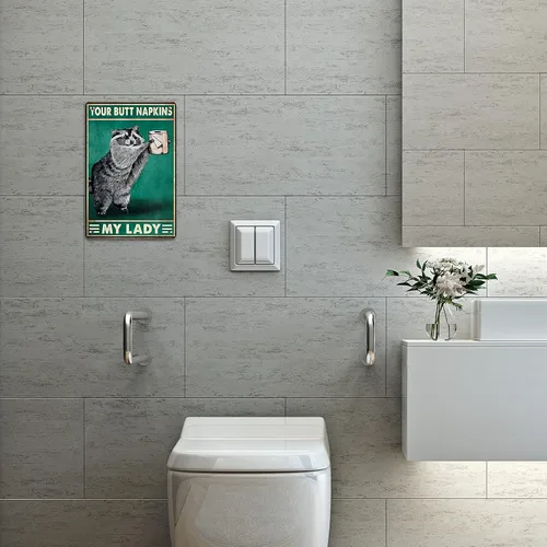 Miniatura 4 de Mapache gótico divertido medieval servilletas de baño retro póster inodoro cueva bar hogar café decoración pared cartel 8x12 pulgadas