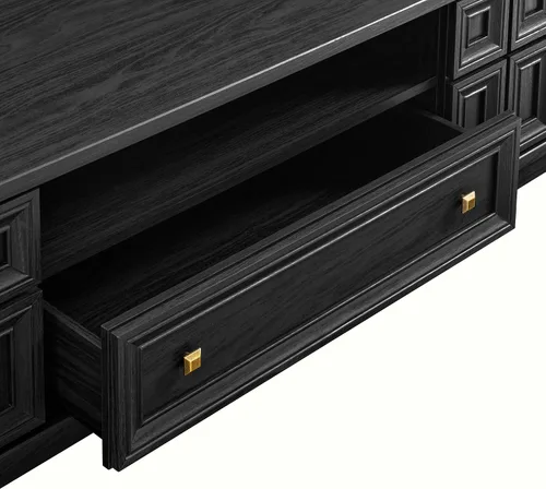 Miniatura 9 de Modway Samos - Soporte retro para TV de 59 pulgadas con patrón geométrico en negro, mueble consola de TV vintage con almacenamiento y organización