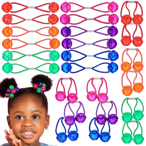 Miniatura 18 de 16 piezas Coletas Bolas de 24MM (0.94 in) Elásticos para Cabello Colección Bolas de Coleta de Colores Brillantes Para Niñas y Niños Pequeños Liso