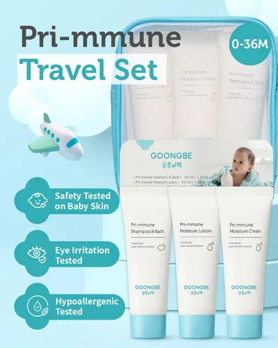 Miniatura 2 de GOONGBE Baby Skincare Travel Set - Cuidado de la piel coreano para bebés y baño esenciales - Champú y baño, loción Moisutre, crema - Hidratante