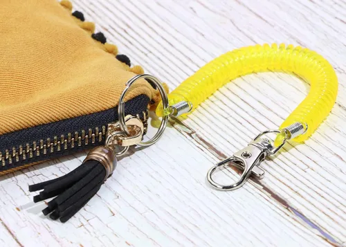 Miniatura 7 de Mini Skater Llavero retráctil en espiral, 6 unidades, con cuerda elástica antipérdida, con cierre de mosquetón de metal para llaves, cartera