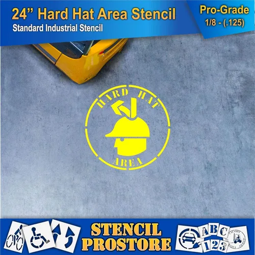 Miniatura 3 de Plantilla de marcado de piso de seguridad, plantilla de área de sombrero duro de 24 pulgadas, 24 x 24 x 1/8 pulgadas (128 mil), grado profesional