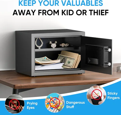 Miniatura 7 de Caja fuerte digital para el hogar, caja de seguridad para pies, caja de seguridad para dinero, joyas, documentos y armas, seguridad digital