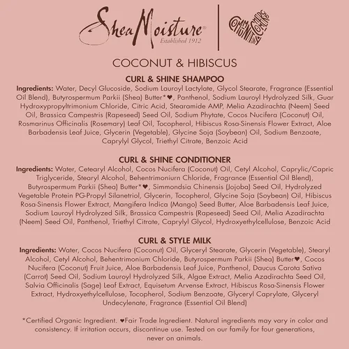 Miniatura 10 de SheaMoisture Hidratar y definir champú, acondicionador y leche de peinado para el cuidado del cabello rizado coco e hibisco con manteca de karité