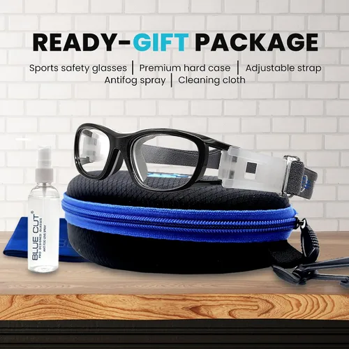 Miniatura 7 de BLUE CUT Gafas de baloncesto de seguridad para niños para deportes al aire libre, fútbol, fútbol, antiniebla, reemplazables a lentes recetadas