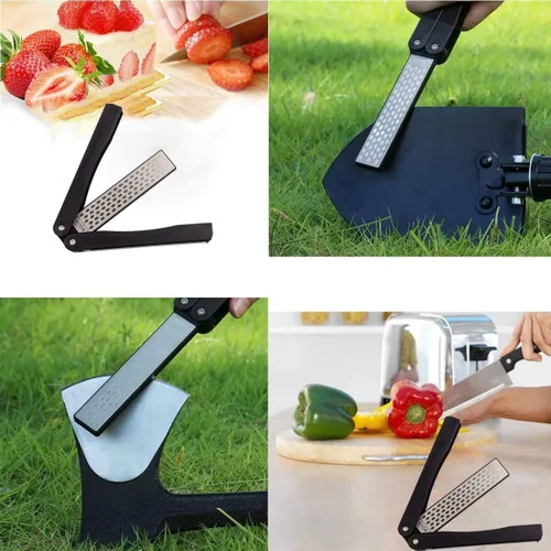 Miniatura 4 de 2 piezas de piedra de afilar de cuchillos de diamante de bolsillo de grano 400/600, afilador portátil de mano de doble cara para cocina, jardín
