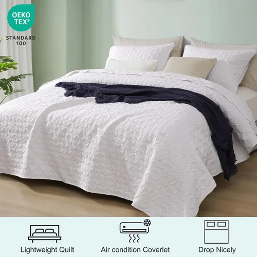 Miniatura 2 de PHF Juego de ropa de cama de tamaño individual - Edredón ligero de verano, 2 piezas, ropa de cama transpirable con patrón de monedas para todas