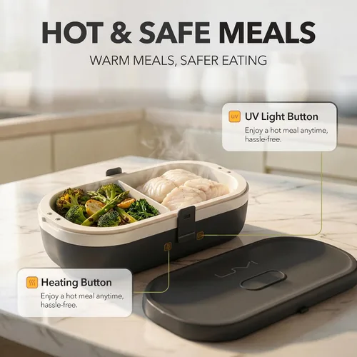 Miniatura 4 de UVI, Fiambrera eléctrica autodesinfectante para adultos, calentador de alimentos portátil para trabajo y viajes, lonchera portátil con calefacción