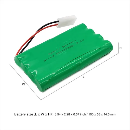 Miniatura 2 de Qsmily® Paquete de baterías RC de 9.6 V, batería Ni-Cd recargable AA de 1000 mAh con cable de carga y conector Tamiya, adecuada para camión monstruo