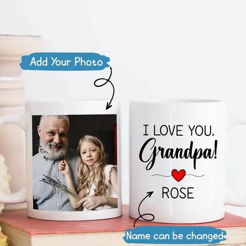 Miniatura 5 de Taza de café personalizada con texto en inglés "I Love You Grandpa", regalo para el abuelo de parte de los nietos, taza blanca de 11 oz o 15 oz Taza