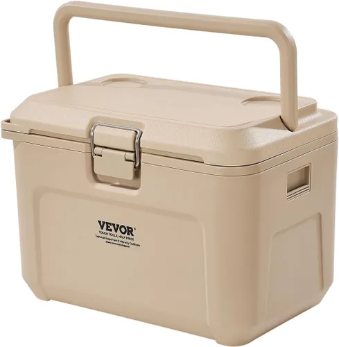 VEVOR Enfriador portátil, enfriador duro de 16.5 QT con retención de hielo, asas resistentes y portavasos, enfriador portátil aislante de material