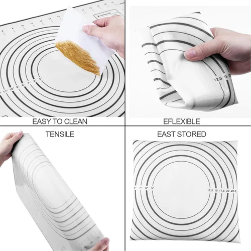 Miniatura 3 de Rodillos, Rodillo de Masa de Acero Inoxidable, Juego de Rodillo y Alfombrilla de Silicona para Repostería, Rodillo Ajustable con Anillos de Grosor