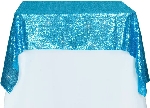 Miniatura 97 de PartyDelight Mantel de lentejuelas redondo de 50 pulgadas, color dorado claro, adorno de mesa para decoración de bodas, fiestas, cumpleaños