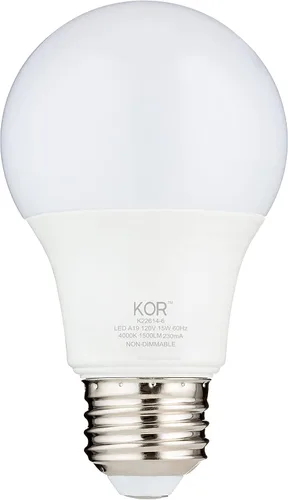Miniatura 6 de KOR Bombillas LED equivalentes a 100 W, 15 W, 40 K, 1500 lúmenes, blanco frío, 4000 K, no regulables, base estándar A19 E26, 10000 horas de vida