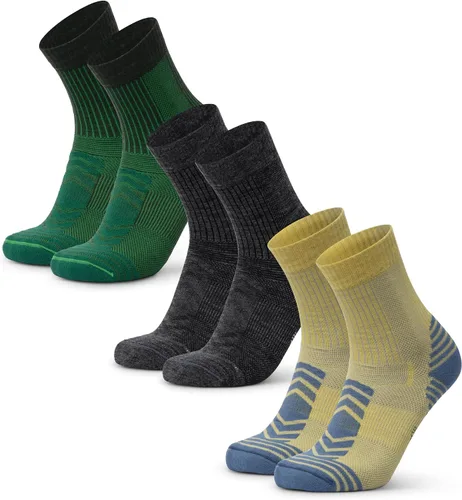DANISH ENDURANCE Calcetines de senderismo, ligeros, calcetines de lana merino para hombres y mujeres, absorben la humedad y térmicos, paquete de 3 o