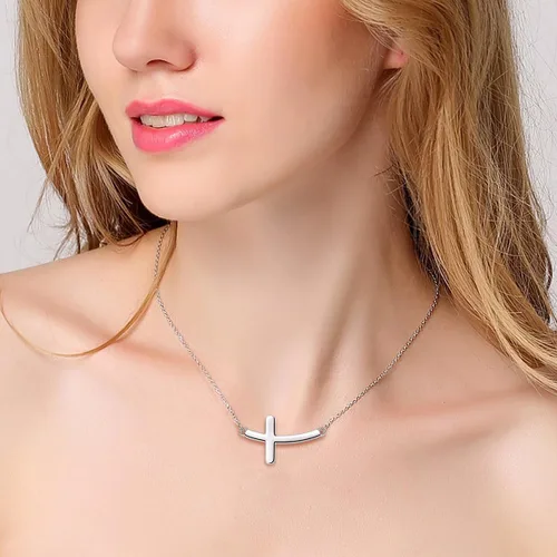 Miniatura 3 de Athenaa - Tobillera de plata fina 925 con colgante de cruz