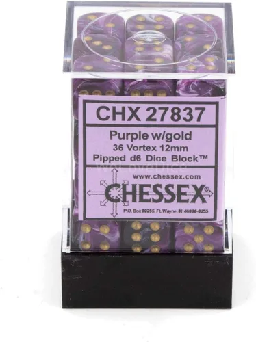 Miniatura 3 de DND - Juego de dados Chessex D&D de 0.472 in, juego de dados poliédricos de plástico vórtice morado y dorado, dados de mazmorras y dragones, incluye