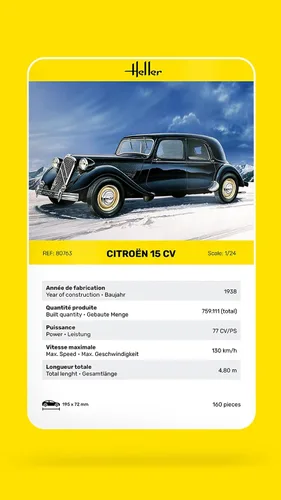 Miniatura 7 de Heller Kit de construcción de modelos de coche Citroen 15 CV