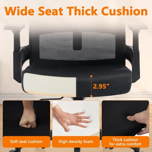 Miniatura 7 de CLATINA Silla de oficina grande y alta de 500 libras, sillas ergonómicas de malla resistente con soporte lumbar ajustable y asiento ancho y cómodo