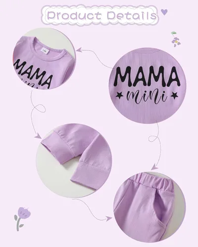 Miniatura 3 de Mikrdoo Conjunto de ropa para bebé y niña, conjunto de pantalones y tops para otoño e invierno