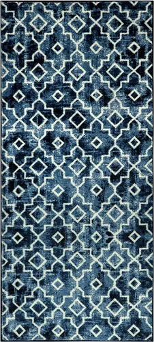 Miniatura 35 de Moynesa Alfombra marroquí lavable de 2 x 3 pulgadas, pequeña, azul, para cocina, baño, suave, antideslizante, de pelo bajo, moderna, geométrica