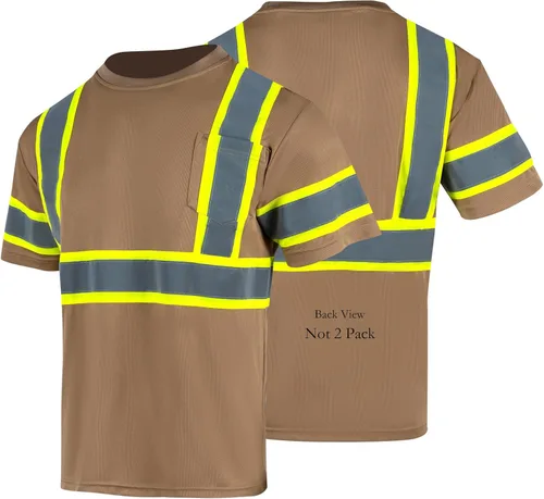 Miniatura 14 de FONIRRA Camisa reflectante de seguridad de alta visibilidad para hombres ANSI Clase 3 Hi Vis, camisas de trabajo de construcción con manga corta Azul