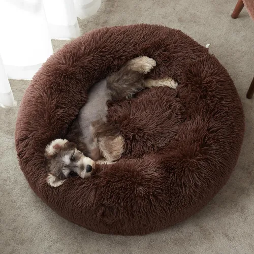 Miniatura 42 de WESTERN HOME WH Cama calmante para perros y gatos, dona acogedora anti-ansiedad, cama redonda cálida y acogedora de piel sintética, suave y azul