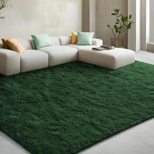 Miniatura 64 de EVOIONOS - Alfombra redonda gris para dormitorio, 5x5 pies; alfombras circulares suaves y esponjosas para sala de estar, alfombras de felpa peludas