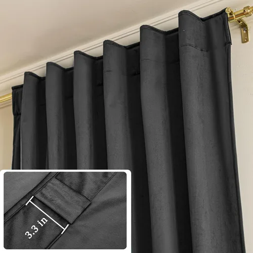 Miniatura 4 de YOFUN Cortinas de terciopelo negro de 84 pulgadas de largo, con pestaña trasera, paneles de protección de privacidad