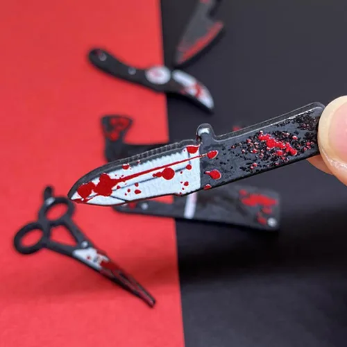 Miniatura 2 de 6 piezas de cuchillos de Halloween encantos cortador de terror tijeras forma colgante DIY fabricación de joyas artesanía casa de muñecas pequeño