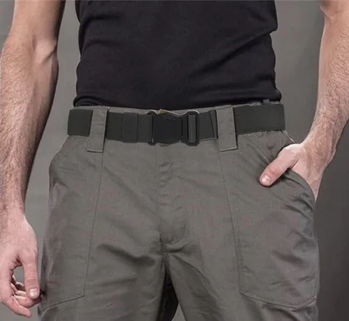 Miniatura 7 de Voenkca Cinturón táctico para hombre, cinturón de trabajo de malla de senderismo militar