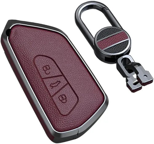 Miniatura 8 de SANRILY Funda para llavero de metal y cuero de alta calidad sin llave para VW ID.4 2020 Skoda Octavia Seat Leon MK4 Funda para llave VW Golf 8 Negro