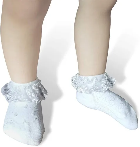 Miniatura 5 de Juebm Infant Baby Girls Ruffle Socks Toddler Dress socks,Pack of 356 Baby Frilly Lace Ankle Socks