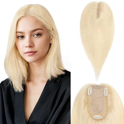 Miniatura 28 de Benehair Peluca de cabello con clip con flequillo, peluca secreta de cabello 100% humano, postizo superior con flecos, peluca de repuesto