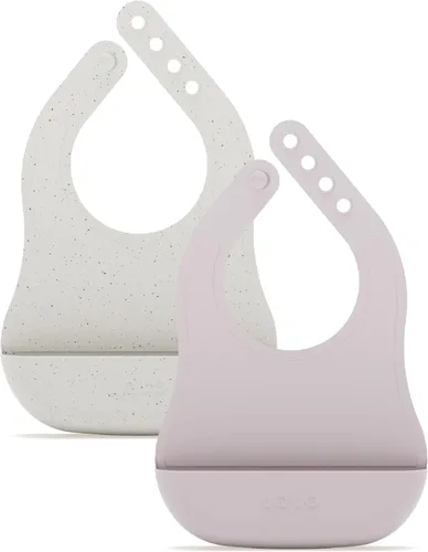 Miniatura 9 de Lalo The Bib - Babero de silicona impermeable y no tóxico con banda ajustable para el cuello y recogedor de bolsas de alimentos de silicona, juego