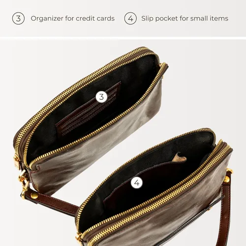 Miniatura 5 de Time Resistance Bolso de mano de cuero para hombre - Bolsa organizadora para hombres - Bolso de muñeca - Maletín hecho a mano en Italia - Caja