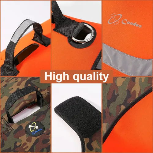 Miniatura 9 de Coodeo Chaleco de caza para perros, color naranja, camuflaje y reversible, arnés táctico para perro, chaqueta de perro para protección y seguridad