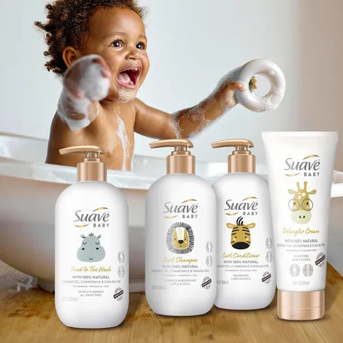 Miniatura 5 de Suave Baby Curl Champú para cabello rizado y rizado, con aceite de coco 100% natural, manzanilla y manteca de karité, sin parabenos, fragancia
