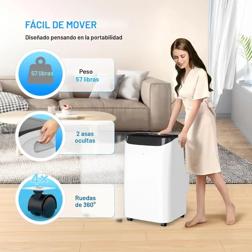 Miniatura 9 de Aire acondicionado portátil de 12000 BTU con control remoto, unidad de aire acondicionado de refrigeración independiente 3 en 1 con ventilador