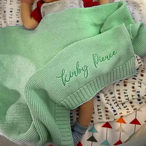 Noni Manta de punto personalizada de lujo para bebé, manta de bebé con nombre bordado, manta de bebé niña y bebé, regalos de ducha, recién nacido,