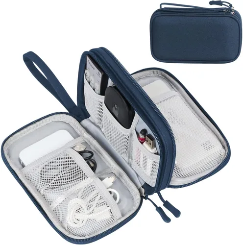 Miniatura 25 de FYY Organizador electrónico, organizador de cables de viaje, bolsa de transporte para accesorios electrónicos, portátil, impermeable, doble capa